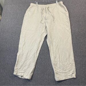 Cubavera Beige Linen Blend Core Men's Pants Drawstring Minimalist Old Luxury L